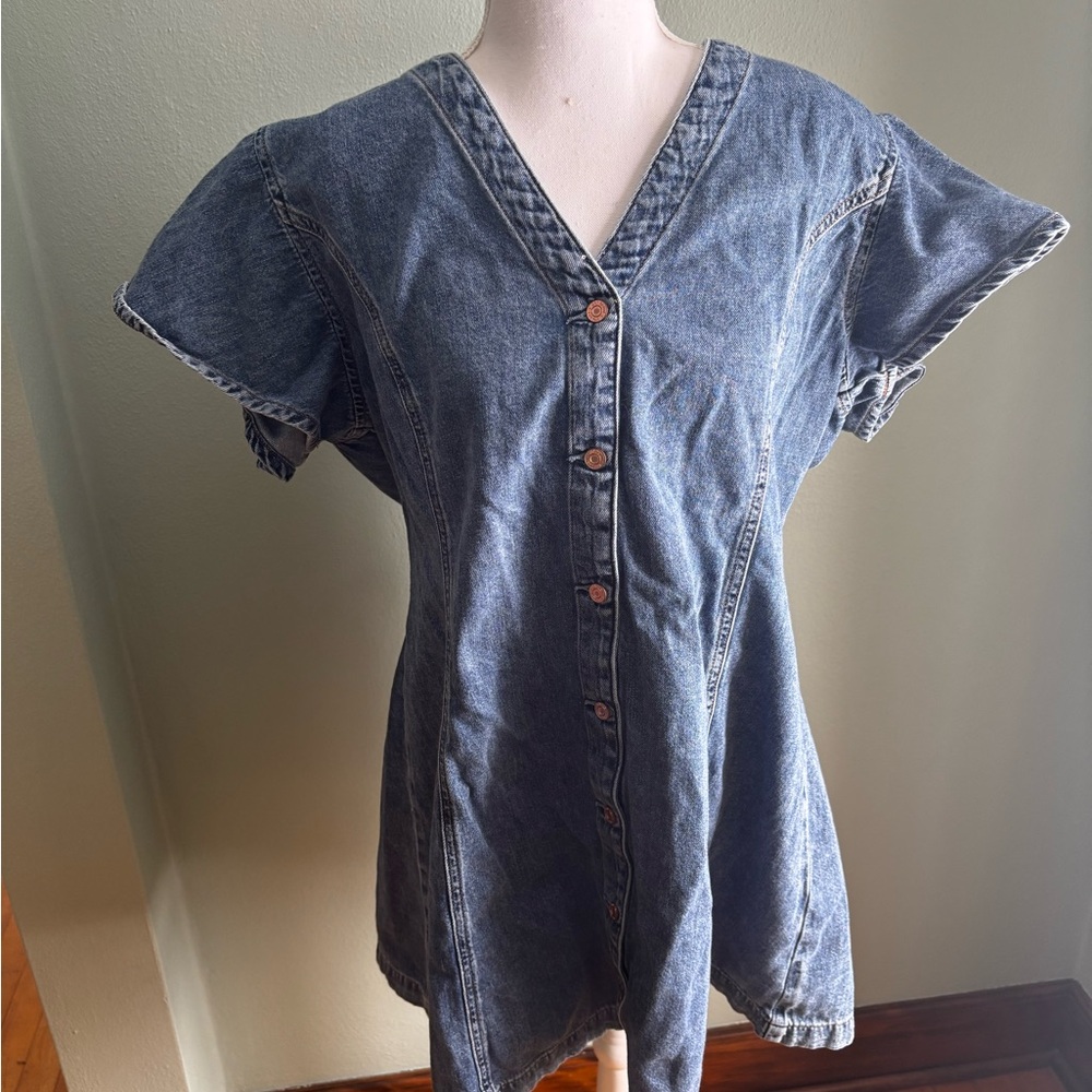 GAP Dark Blue Denim Button-Up Dress